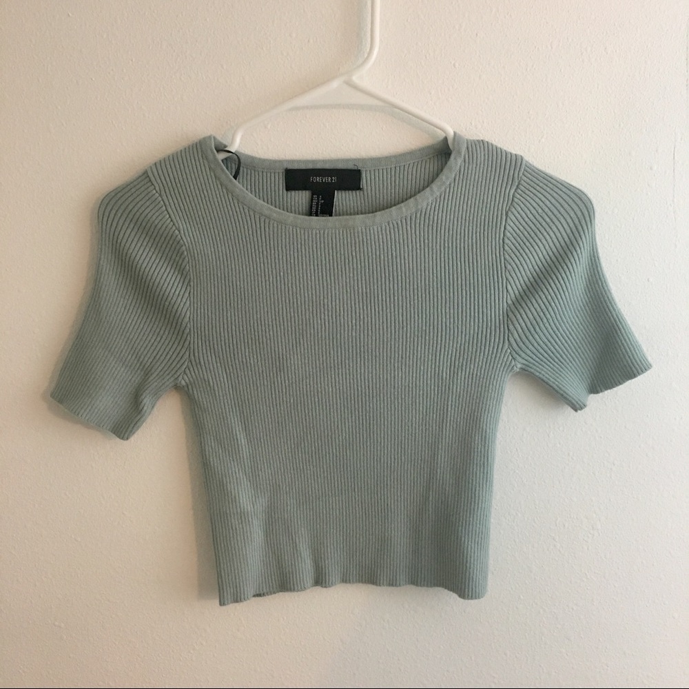 Pale Blue Knit Crop Top